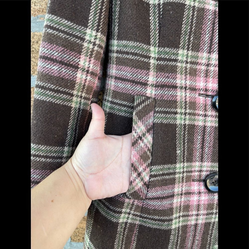 Patrizia Luca Plaid Wool Blend Coat Small - Picture 6 of 10